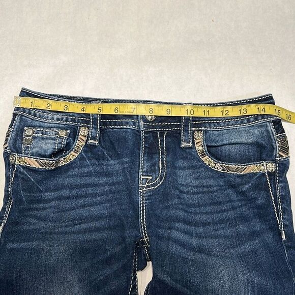 Miss Me Mid-Rise Slim Boot Cut Jeans Sz 27 Denim 33" Inseam Western Cowgirl - Picture 9 of 11